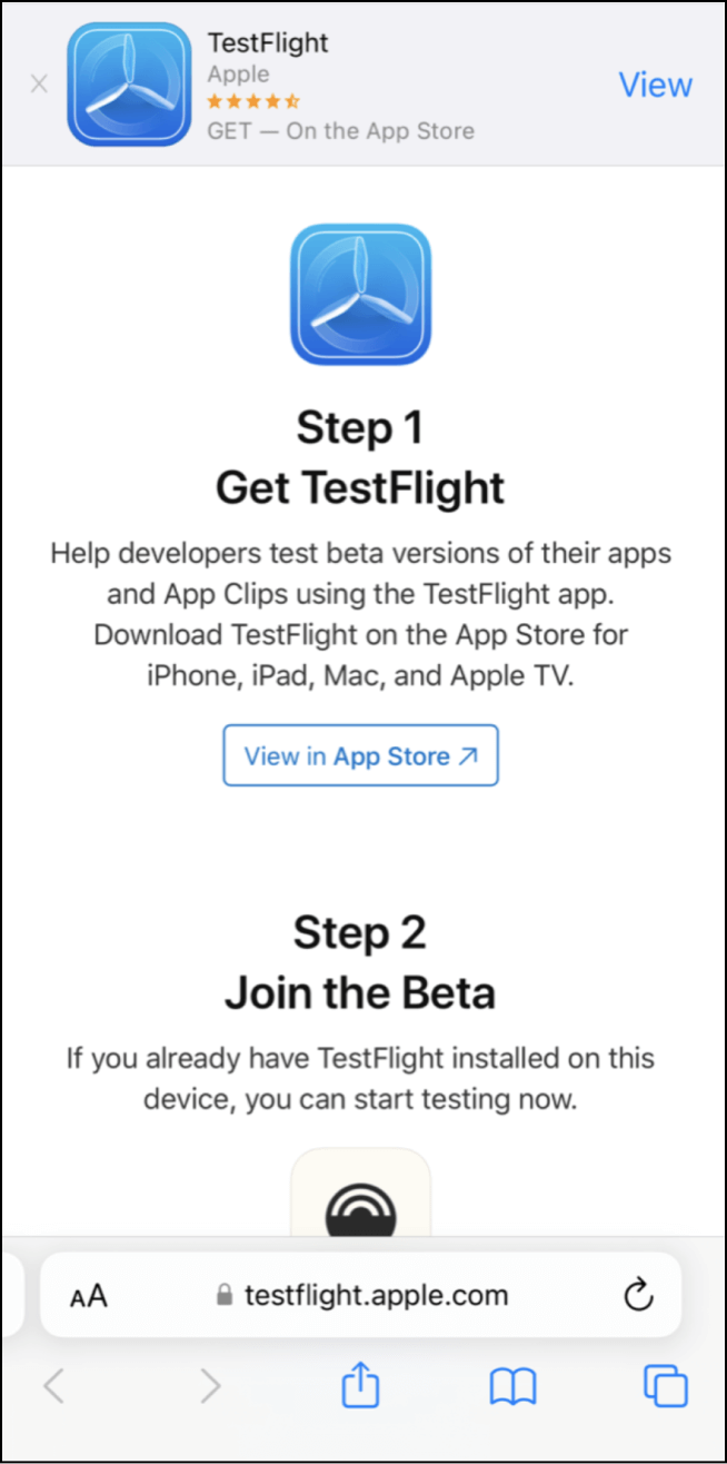 step 1 get test flight