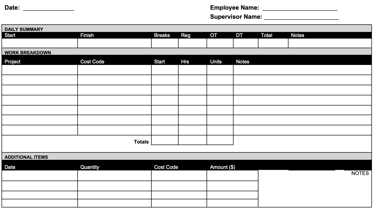 9 free construction timesheet templates best time app
