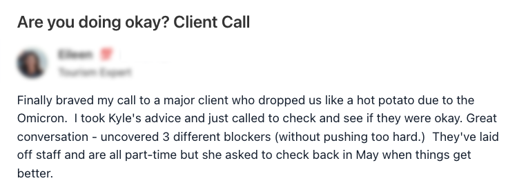 screenshot of a happy customer review