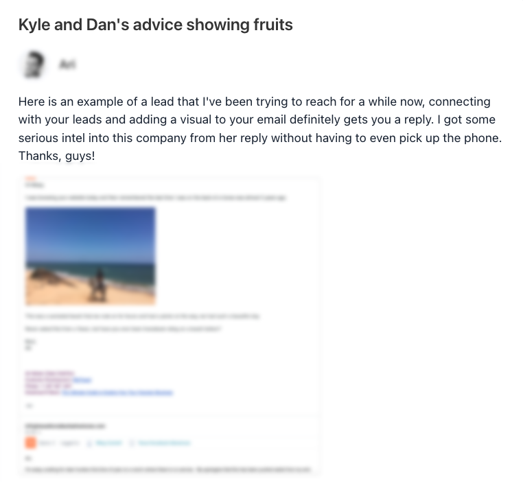 screenshot of a happy customer review