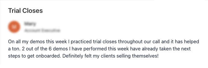 screenshot of a happy customer review