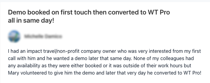 screenshot of a happy customer review