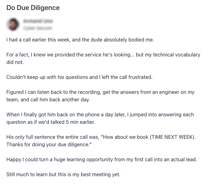 screenshot of a happy customer review
