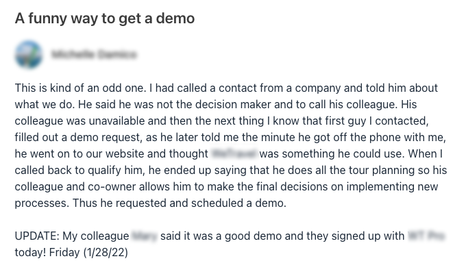 screenshot of a happy customer review