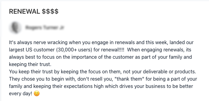 screenshot of a happy customer review