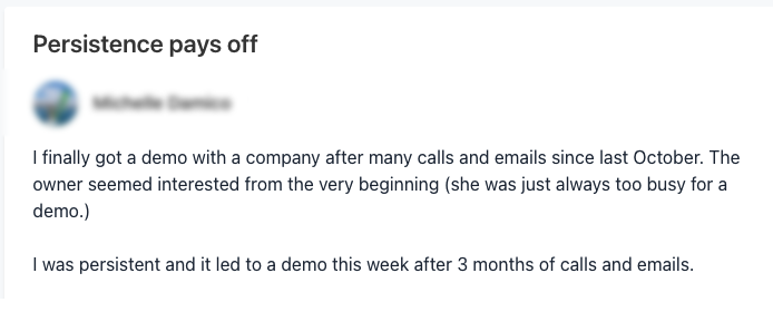 screenshot of a happy customer review
