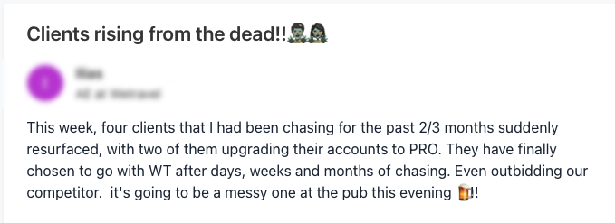 screenshot of a happy customer review