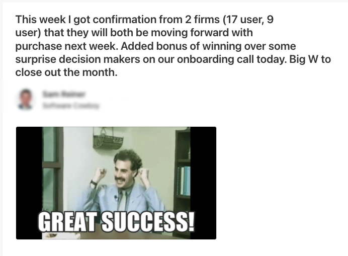 screenshot of a happy customer review