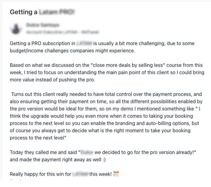 screenshot of a happy customer review