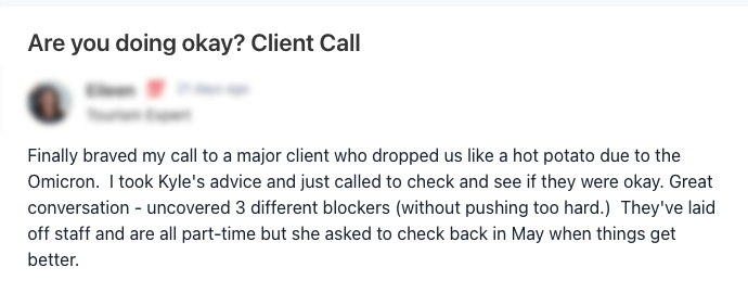 screenshot of a happy customer review