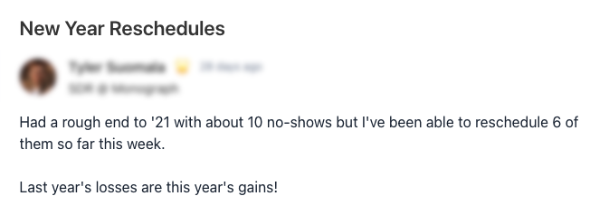 screenshot of a happy customer review