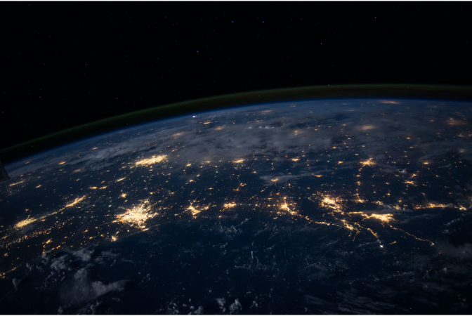 Earth's atmosphere from space which is affected by greenhouse gas emissions.