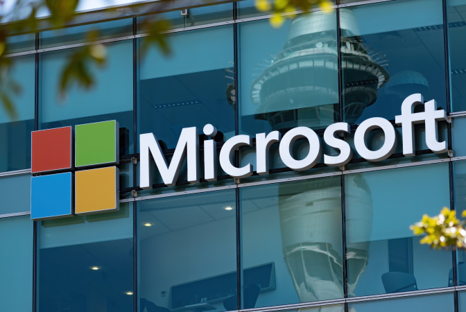 Microsoft sign on office building
