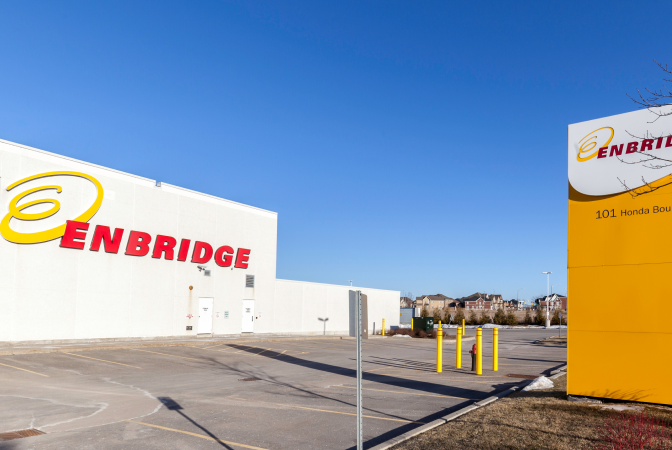 Enbridge factory parking lot and building