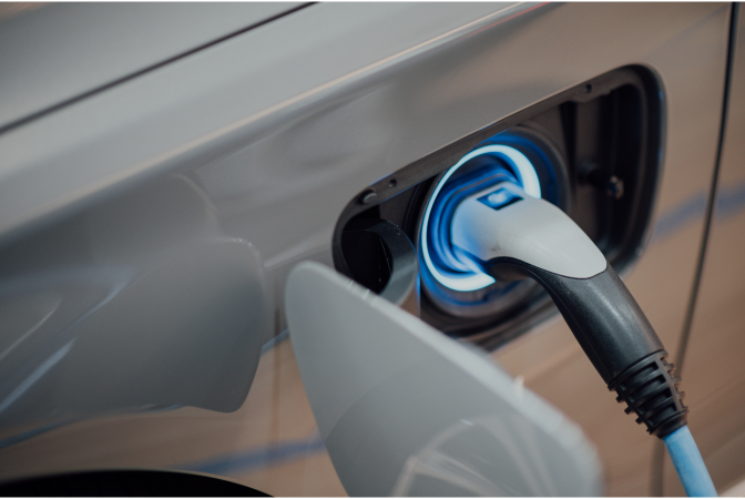 Closeup of electric car charging
