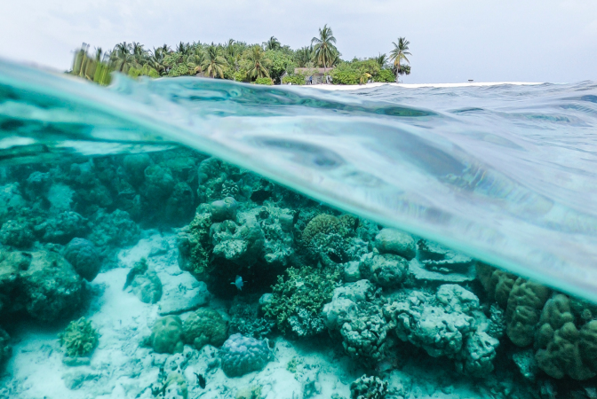 An island in the Maldives, a country at risk of disappearing due to climate change