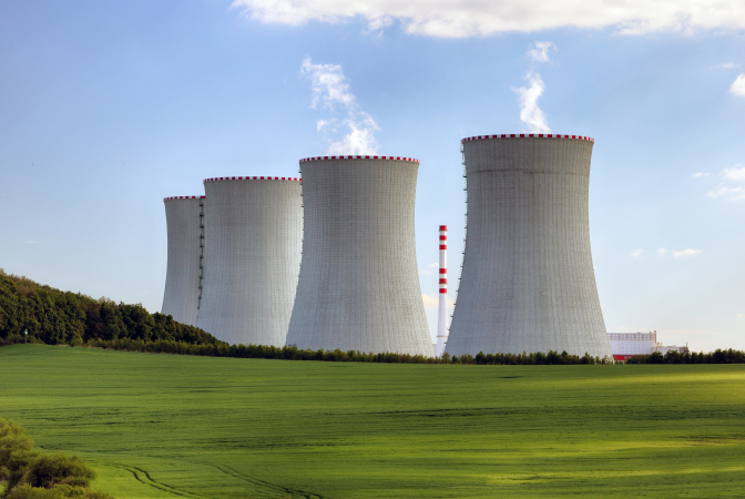 Four nuclear reactor cooling stacks