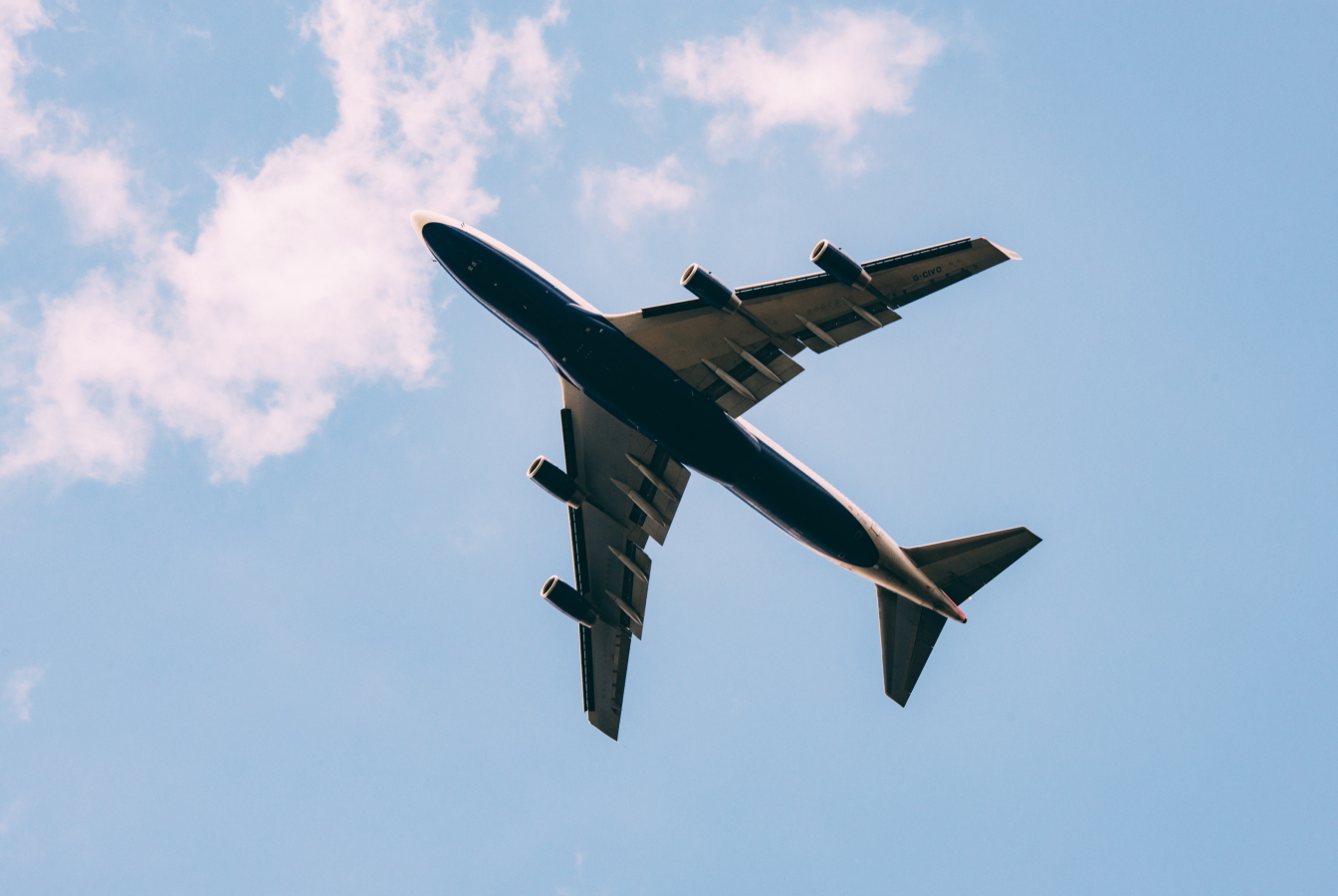 Passenger plane flying overhead