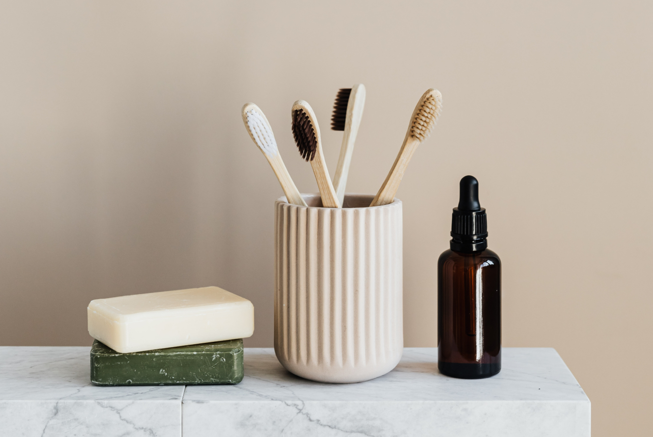 Eco friendly products including tooth brushes and soap