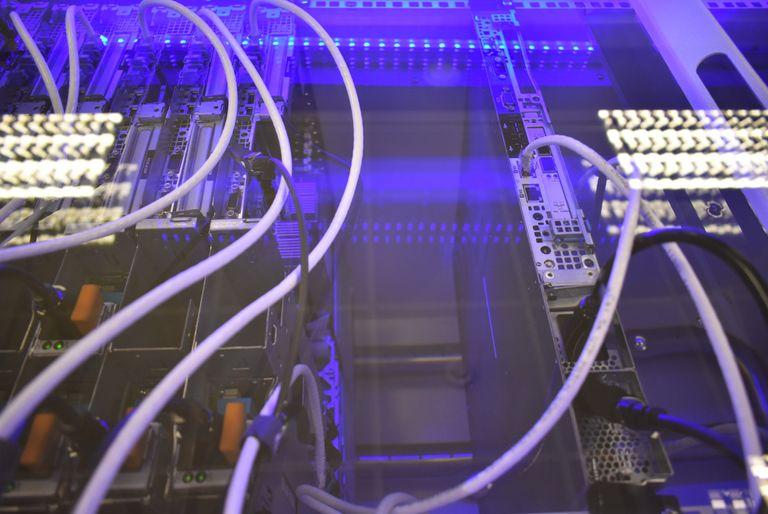 A highly optimized server rack at a data centre