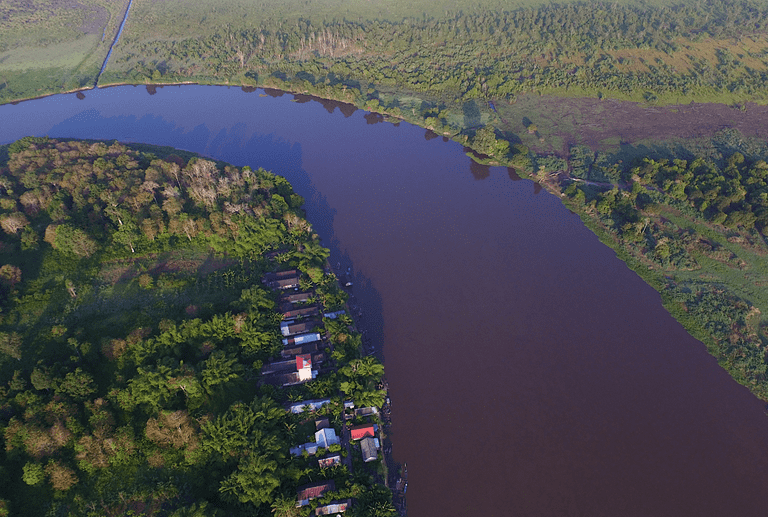 deforestation surrounding water basin