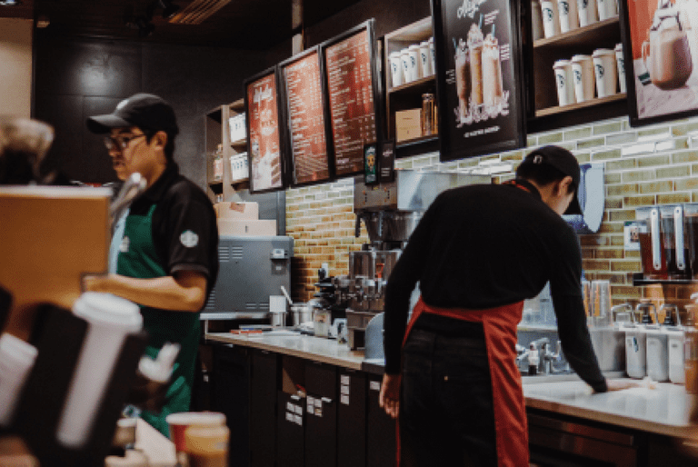 coffee shop and workers