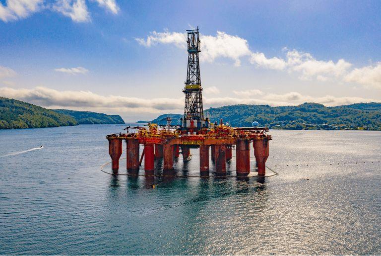 An oil rig in Norway drilling in the middle of the ocean