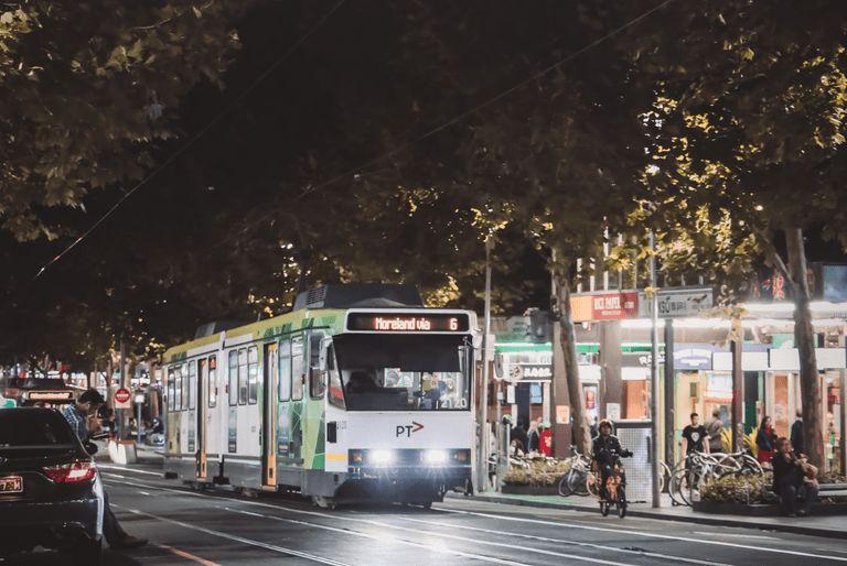 A sustainable electric tram being used for public transit in Norway