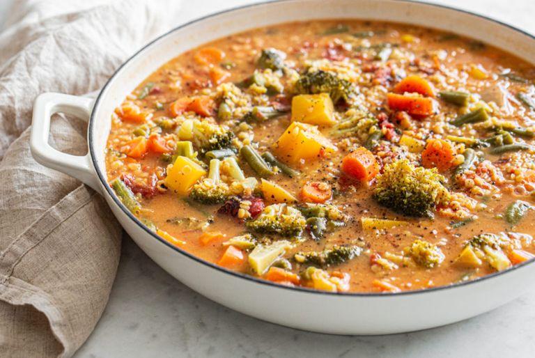 A colorful bowl of sutainable vegetable curry