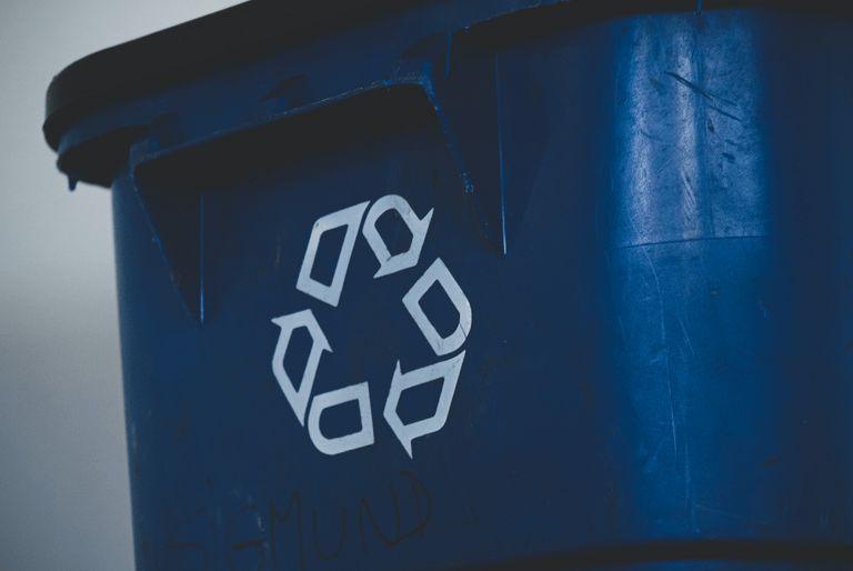 Recycling bin used to recycle single-use plastic.