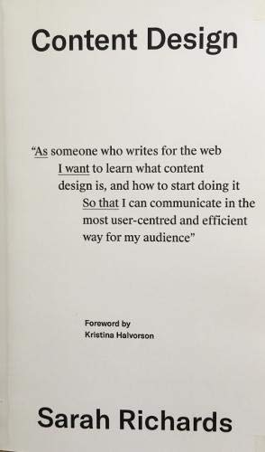Content Design by Sarah Richards book cover
