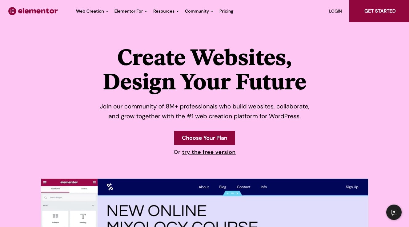 Elementor landing page builder