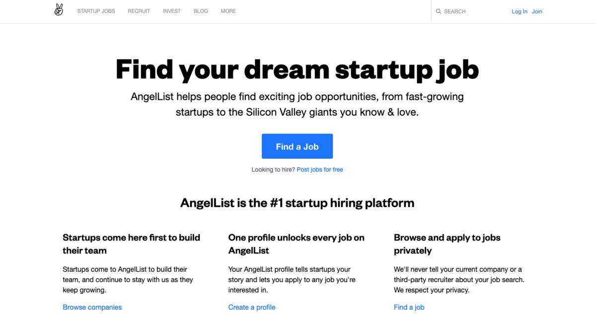 AngelList startup job page