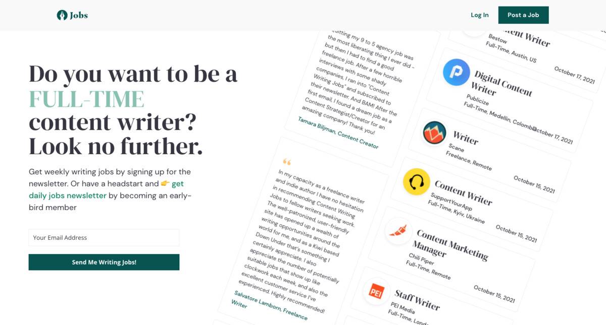 Content Writing Job board