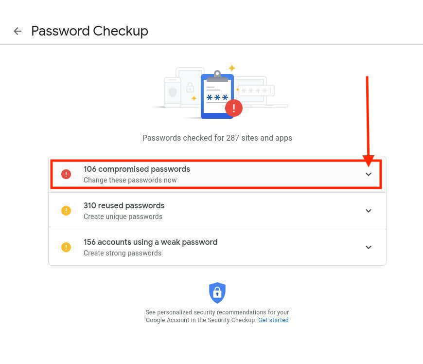 password checkup google