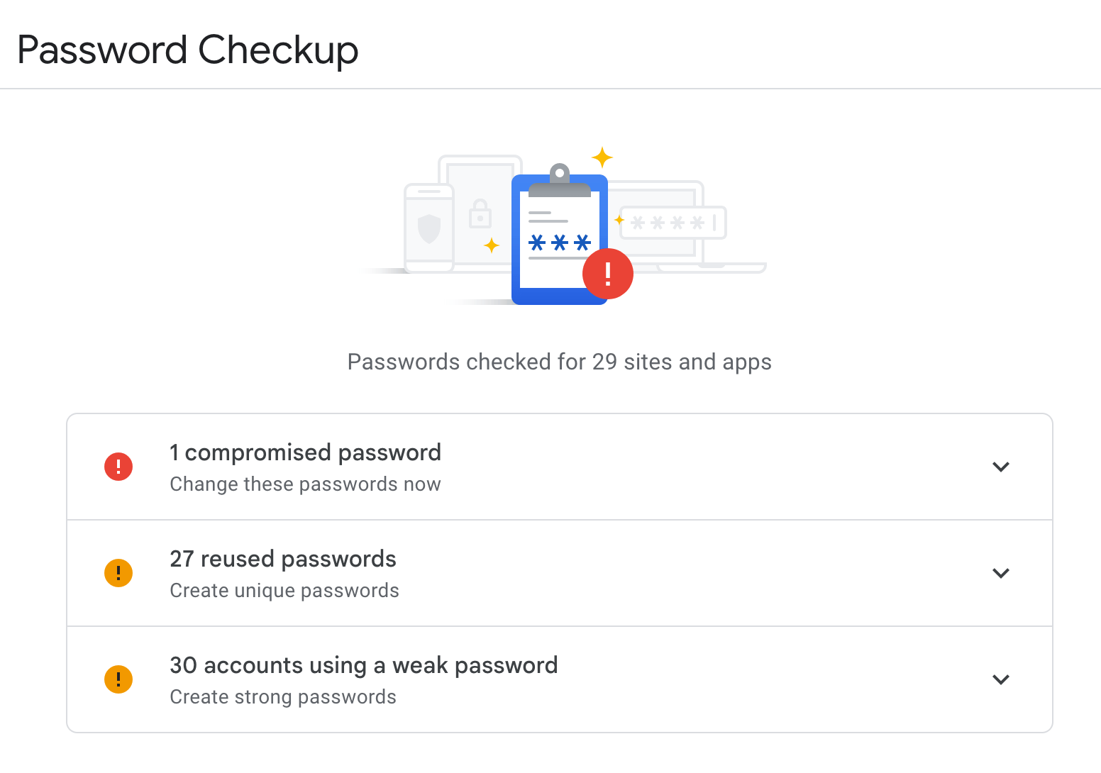 Password Checkup Error Alerts