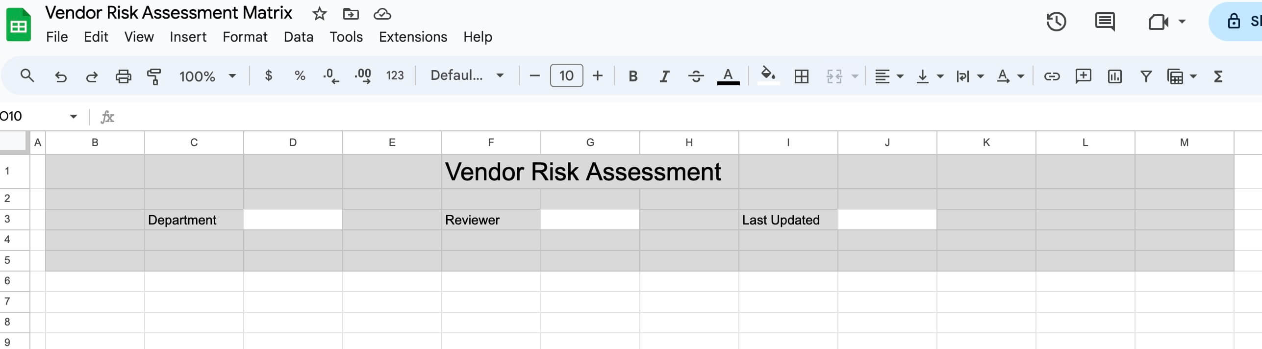 vendor risk assessment matrix header