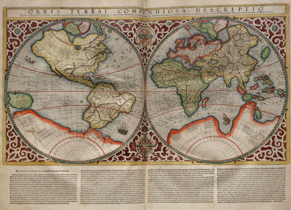 medieval map showing the fictional south continent "Terra Australis"