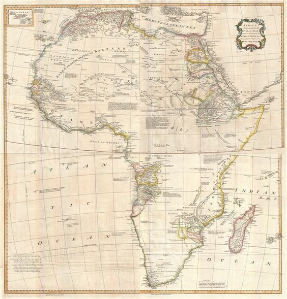 antique map of Africa when the hinterland had not been explored yet