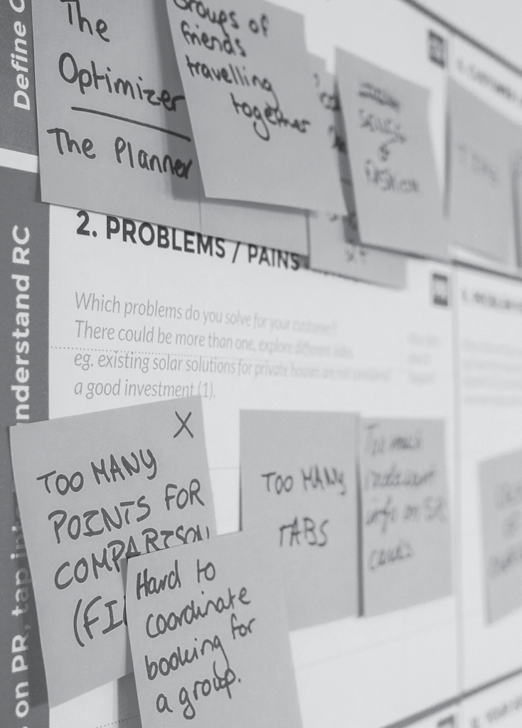 sticky notes on a customer journey