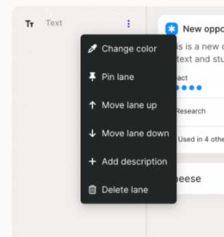 formatting options for lanes, black box on grey background