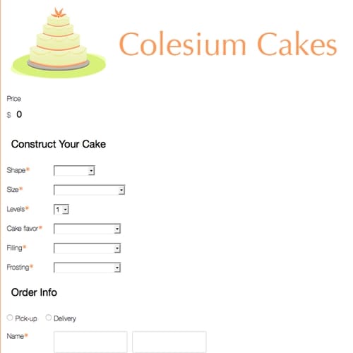 Cake Order Form Template Accept Online Orders Formstack