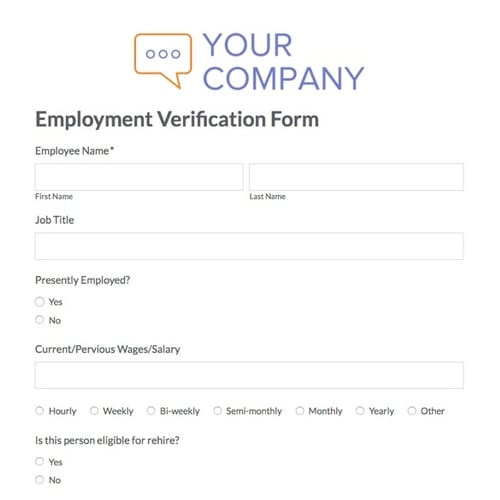 Employment Verification Form Template Formstack
