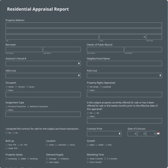 Uniform Residential Appraisal Report Formstack