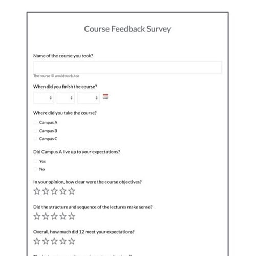Course Survey Template Improve Student Learning Formstack
