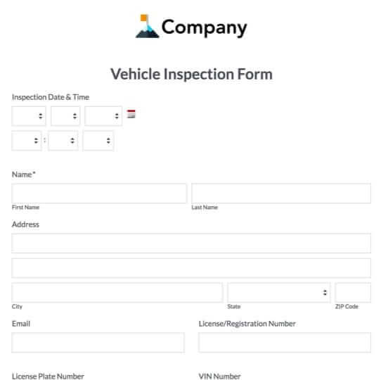 Vehicle Inspection Form Template Formstack