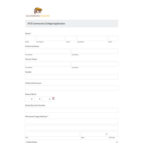 College Application Form Template Formstack