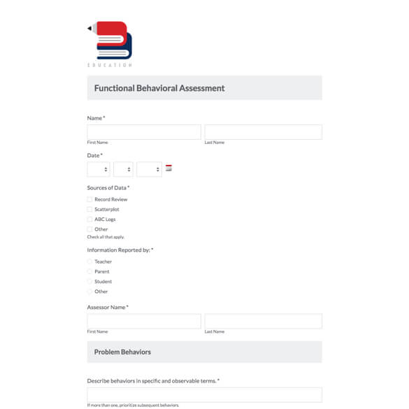Functional Behavior Assessment Template | Formstack