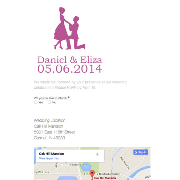 Online Wedding RSVP Template Accept Online Replies Formstack