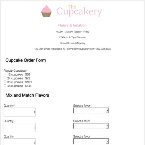 Cupcake Order Form Template Formstack